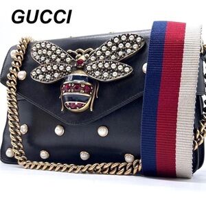 Gucci Black Bee Embellished Women's Bag
